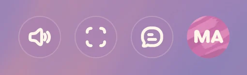 The top-right corner of the home screen: the sound, full screen and Fresh Paint buttons, and a pink round button with MA.